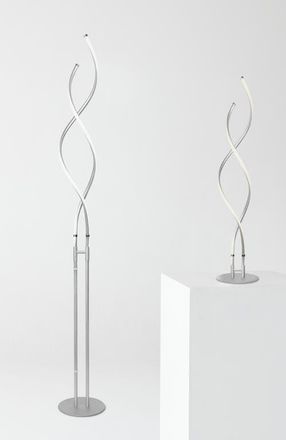 Brightech Embrace 60 LED Industrial 2-in-1 Table and Floor Lamp with Built-In Light Dimmer, Adjustable Height in Polished Silver at Nordstrom