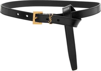 Saint Laurent Logo Leather Belt - Black - 85 (UK12/ M)