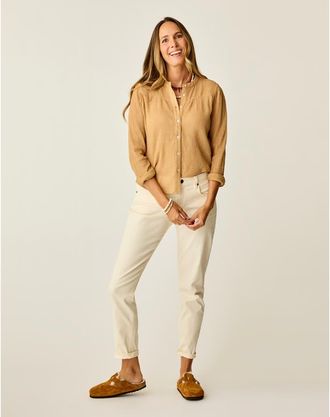 Carve Designs Tatum Gauze Top in Camel Lurex at Nordstrom, Size Xx-Small