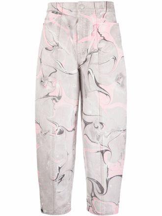 Stella McCartney marble-print denim jeans - women - Polyester/Elastane/Cotton/Cotton - 24 - Grey