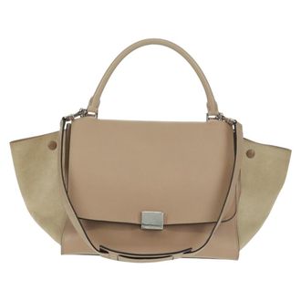 Celine Trapeze Bag Leather Beige Leather Handbag (Pre-Owned)