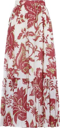 Etro White Cotton Flounce Hem Maxi Skirt-Donna
