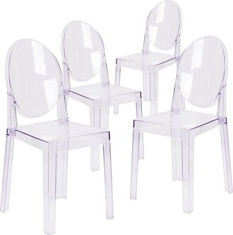 Flash Furniture 4 Pk. Ghost Chair in Transparent Crystal with Oval Back