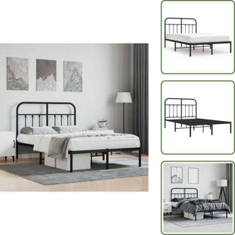 vidaXL The Living Store Giroletto con Testiera in Metallo Nero 120x200 cm - Letto con testiera in metallo