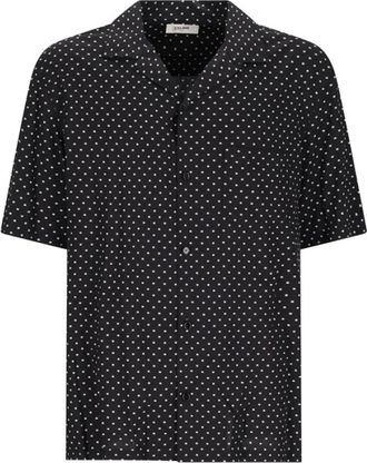 Celine Short Sleeve Shirts, male, Black, L, Casual Cotton Shirt for Men
