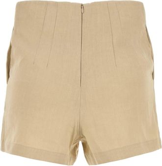 Le Kasha Womens Ezbet Bermuda Shorts Beige Organic Linen Bermudas