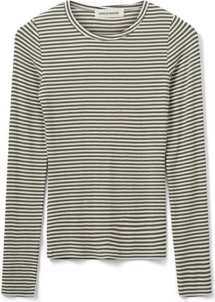 Sofie Schnoor Gestreept T-shirt Lang Army Gestreept - Dames - Longsleeves - Beige - XS - Tops