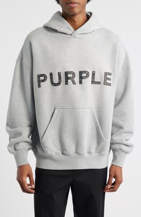 Purple Heavyweight Rhinestone Logo Hoodie in Grey/Black at Nordstrom, Size Large