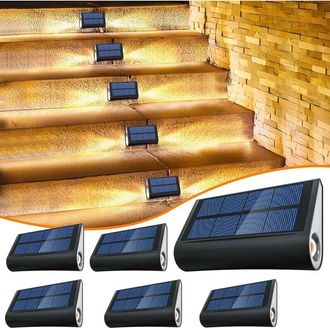 OEM Juego De 6 Luces Solares Led Para Exteriores, Ideales Para Escaleras Y Jard&iacute;n, Con Iluminaci&oacute;n Blanca C&aacute;lida Para Escalones Y Resistencia Al Agua Ipx5