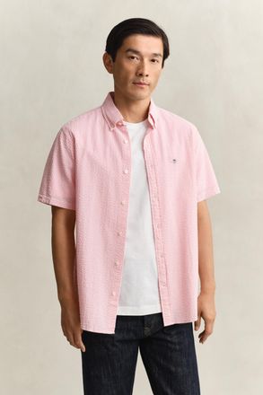 GANT Men Striped Seersucker Short Sleeve Shirt (XXXL) ROSE PINK