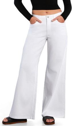 HINT OF BLU Myra Mid Rise Wide Leg Jeans in White at Nordstrom, Size 28