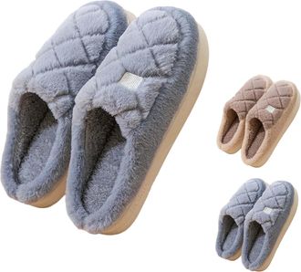 Generic Mens Slip-On Slippers Cotton Winter Slippers Fuzzy with Thick Foamy Soles Soft Ankle with Anti-Slip Faux Indoor Outdoor Comfort Boots Womens Couple In