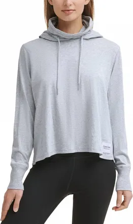 Calvin Klein Performance Face-Cover Hoodie In Pearl Gray Heather