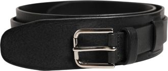 Dolce & Gabbana Men Black Classic Leather Metal Buckle Belt