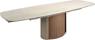 Angel Cerd&aacute; Mesa extensible rectangular de cristal, nogal y acero cromado