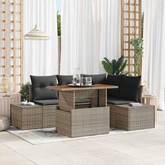 vidaXL Vidaxl - Conjunto De Sof&aacute; De Jard&iacute;n 5 Pcs Gris, Marr&oacute;n 100 X 55 X 73 Cm