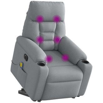 vidaXL Vidaxl - Sill&oacute;n De Masaje El&eacute;ctrico Reclinable Elevable Tela Gris Claro