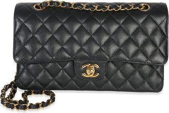 Chanel Black Quilted Caviar Medium Classic Double Flap Bag