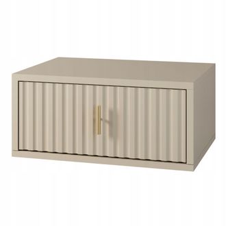 OEM Comodino Sospeso Con Frontale Scanalato, Cashmere/beige, Comodino Dorato
