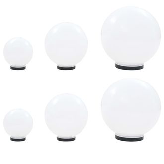 Berkfield Home 6 Piece LED Bowl Lamp Set Spherical 20/30/40 cm PMMA in White