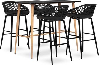 vidaXL Mesa Alta Y Taburetes De Bar 5 Piezas Negro Vidaxl