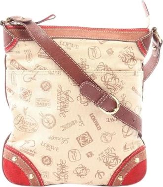 Loewe Pre-owned Borsa a spalla in tela- pelle scamosciata e pelle per il 160&deg; anniversario - - Pre-owned - Donna - Beige - ONE SIZE