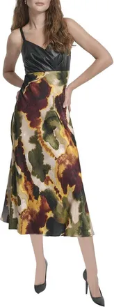 DKNY Dkny Mix Media Printed Midi Dress