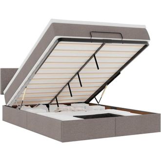 vidaXL Cama Otomana Con Colch&oacute;n Tela Gris Pardo 140x190 Cm Vidaxl