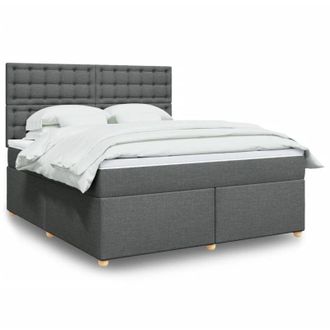 vidaXL Vidaxl - Cama Box Spring Con Colch&oacute;n Tela Gris Oscuro 180x200 Cm