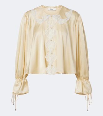 Chlo&eacute; Chlo&eacute; Lace-trimmed silk satin blouse