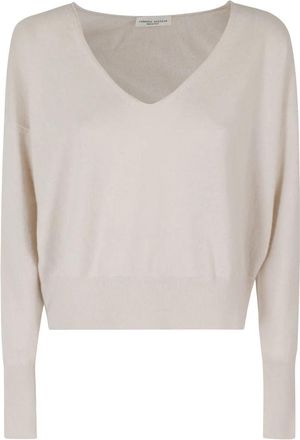 Roberto Collina V-neck gebreid - Dames - V-hals truien - Beige - M - Truien & Vesten