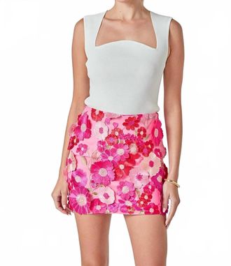 endless rose Floral Embroidered Skirt In Pink