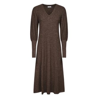 Brunello Cucinelli Kleedjes, Dames, Bruin, XS, Abito Scollo V M/L