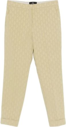 Etro Broeken, Dames, Beige, XS, Katoen, Gecropte stretchkatoenen broek