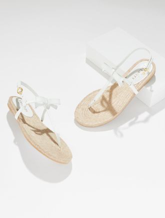 Talbots Irina Bow Nappa Espadrille Sandals - White - 10 1/2 M Talbots