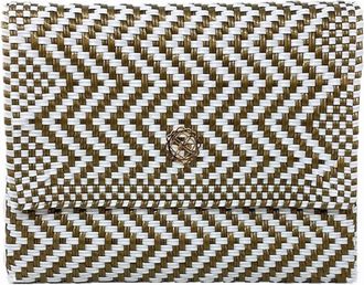 Lola's Bag Womens Handmade Chevron Long Metal Chain Crossbody Bag In Gold
