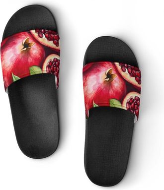 Generic Pomegranates Shower Shoes Slipper for Women Men Beach Slippers Quick Drying Non Slip Open-Toe Sandals