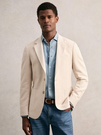Reiss Stone Single-breasted Textured Blazer Tailored-fit With Cotton, 42R
