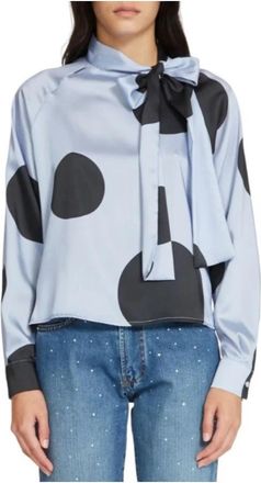 Silvian Heach Blauwe Polka Dot Oversized Blouse - Dames - Blouses - Blauw - XS - Polyester - Overhemden