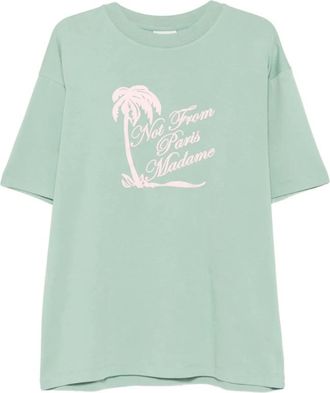 Dr&ocirc;le de Monsieur Slogan Palmiers T-shirt - Heren - T-shirts - Groen - L - Katoen - Tops