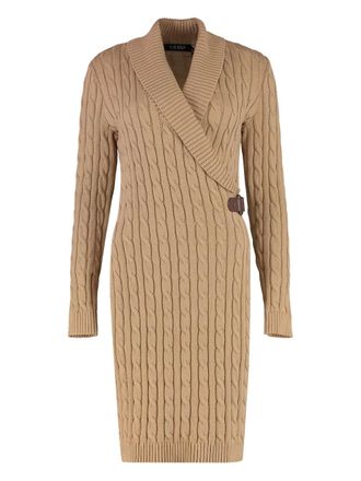 Polo Ralph Lauren cable-knit wrap dress - women - Cotton - M - Brown