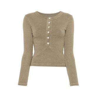 Citizens Of Humanity Round-neck Knitwear, female, Green, Size: XS Varra Henley