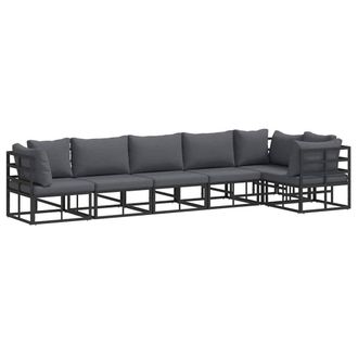 Berkfield Home Garden Sofa Set with Cushion with Pillow 6 pcs Black Aluminium