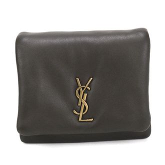 Saint Laurent Gray Leather Wallet (Tri-Fold) (Pre-Owned)