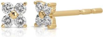 EF Collection Fleur Diamon Stud Single Earring in 14K Yellow Gold at Nordstrom