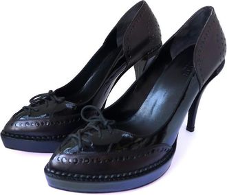 Gucci Black Riddle Leather Platform Heels Size 36