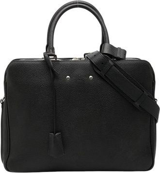 Louis Vuitton Black Leather Briefcase Shoulder Bag (Pre-Owned)