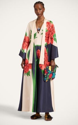 La DoubleJ Magnifico Dress in Queen Peony Plac&eacute;e Blue at Nordstrom, Size 48
