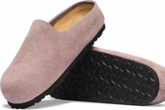 Birkenstock Womens Amsterdam Wrapped Suede Clog In Faded Purple