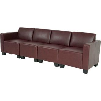 Hhg Salotto modulare componibile lounge moderno Lione N71 ecopelle divano 4 posti bordeaux